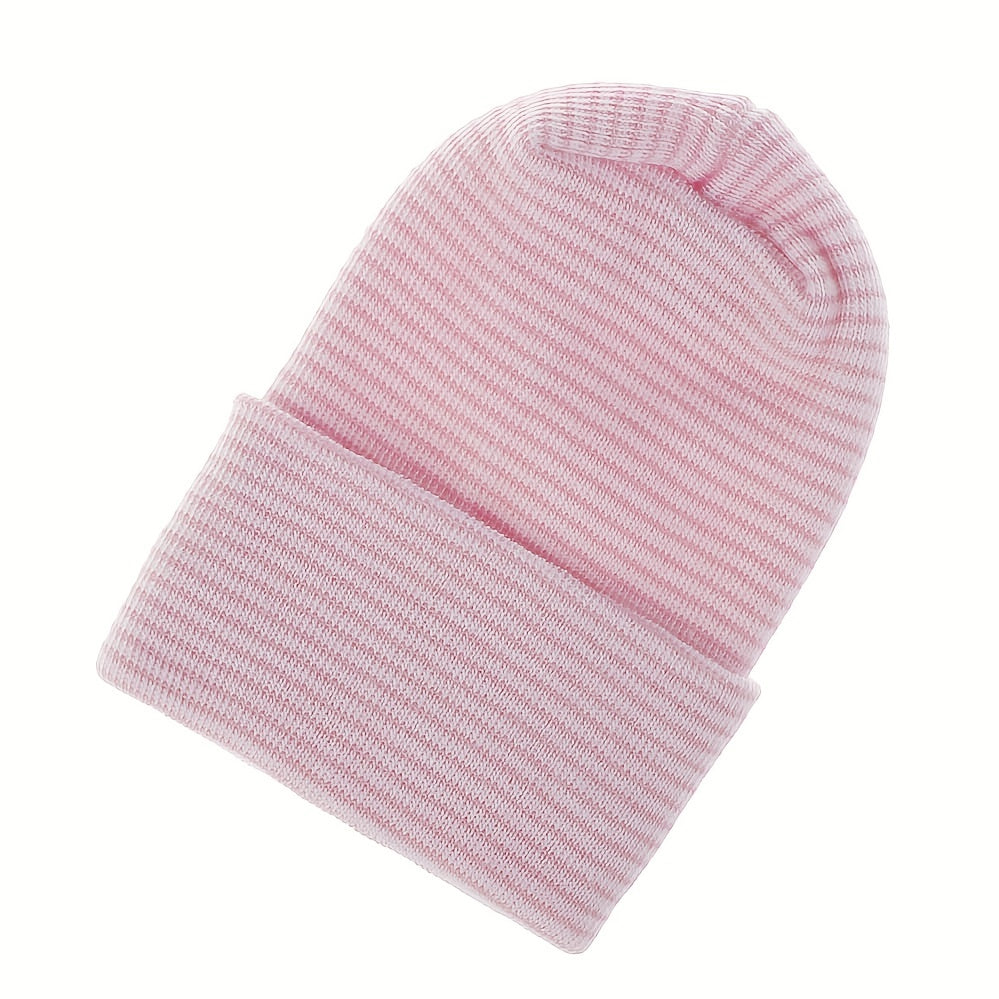 Kid's Warm Knit Beanie Hat, Double Layer Thickened, Soft Material