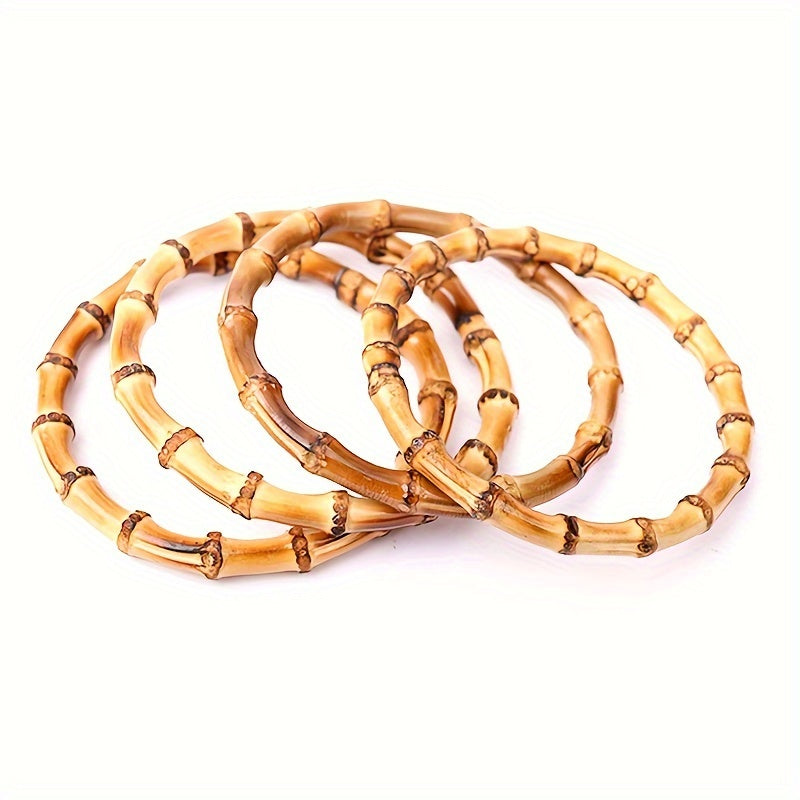1pc Bamboo Handle Diy Bag Material Wooden Bamboo Ring Bamboo Bag Handle