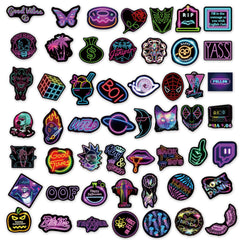 50PCS Neon Crow Stickers Waterproof PVC Stickers