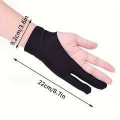 Drawing Gloves for Women & Men Two Fingers Right Left Hand Black