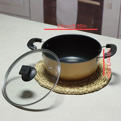 3 Pcs Nonstick Cookware Set with Glass Lid for Induction Cooker