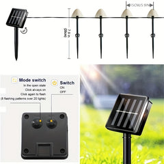 Solar Mushroom Lights 10ct Waterproof Patio Fairy Lights with Remote Control