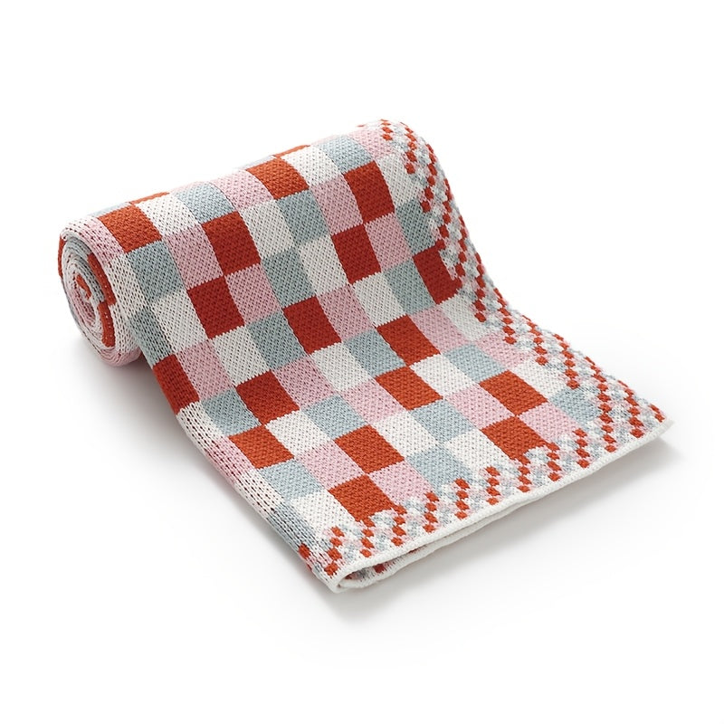 Colorful Plaid Knit Blanket Soft Warm Throw for Couch Bed Hand Wash