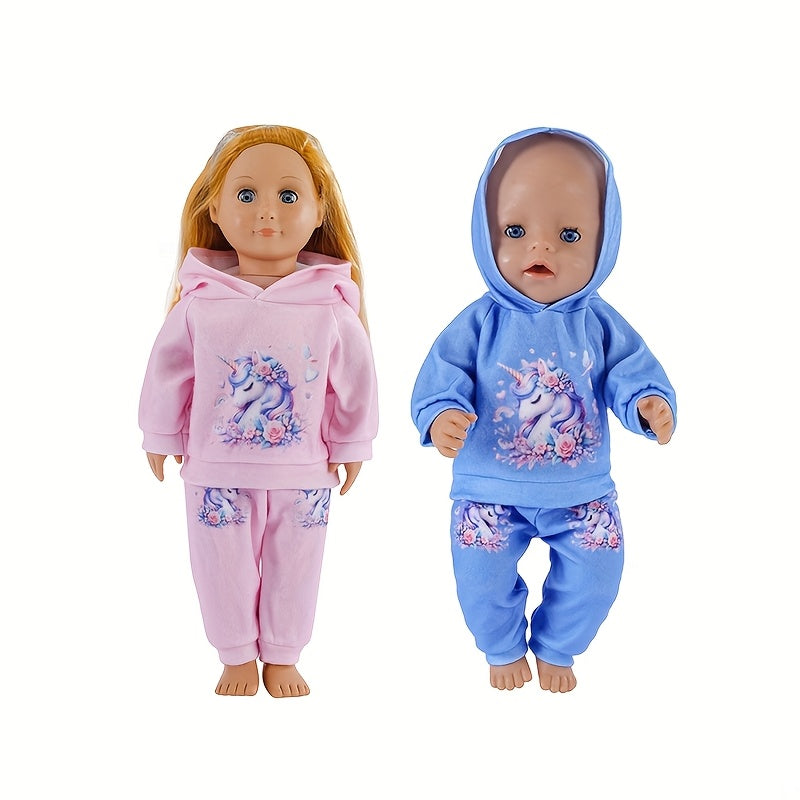 4-Piece Unicorn Hoodie Set for Toy Dolls