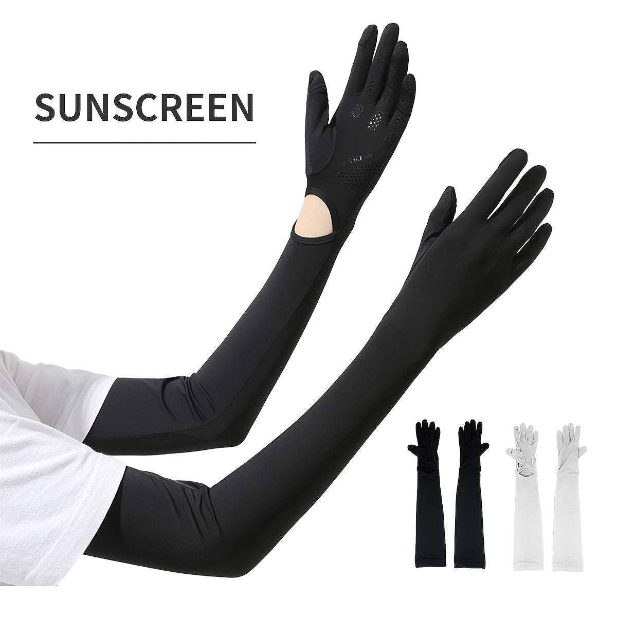 UV Protection Cooling Ice Silk Arm Cover Solid Sunshade Sleeves