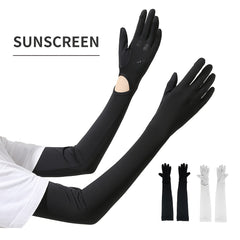 UV Protection Cooling Ice Silk Arm Cover Solid Sunshade Sleeves