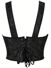 Jacquard Tank Corset Bustier Retro Tummy Control Lace Up Body Shaper