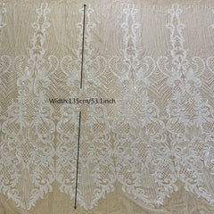 Champagne Mesh Sequins Lace Fabric Wedding Party Sewing Textile Handicrafts