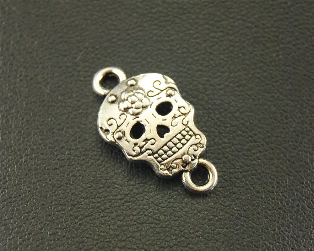 30pcs Painted Face Skull Connector Halloween Skeleton Pendant DIY Accessorie
