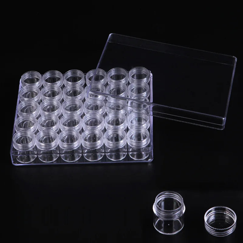 30pcs Clear Plastic Bottle Set for DIY Manicure Jewelry Storage
