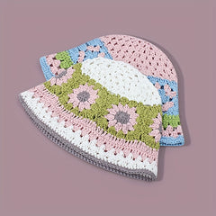Hollow Crochet Bucket Hat Breathable Sunshade Basin Hat for Women