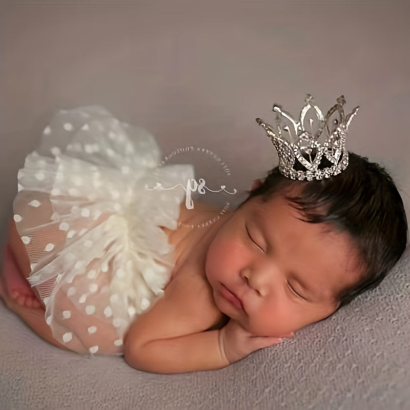 2pcs Crown & Lace Skirt Set for 0-3 Months Baby Photos