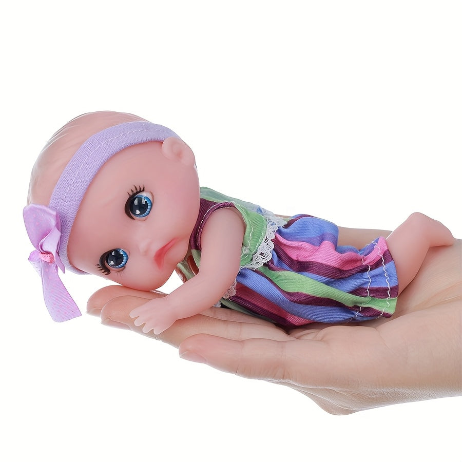 6 Inch Mini Reborn Dolls Soft PVC Toys Realistic Features Mixed Colors