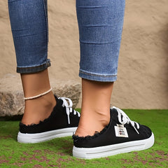 Women's Canvas Lace Up Mule Sneakers Lightweight & Comfortable Shoes