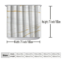 Marbled Shower Curtain Set Bathroom Waterproof Shower Curtain With Plastic Hooks