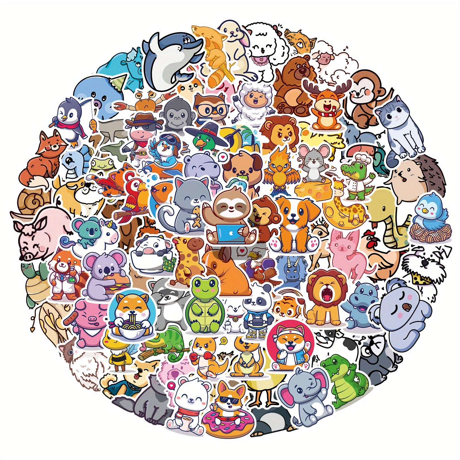 100pcs Small Animal Waterproof Stickers for Kids