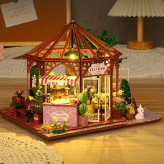 Handcrafted Wooden Coffee Shop Model Dollhouse with Furniture & Decor