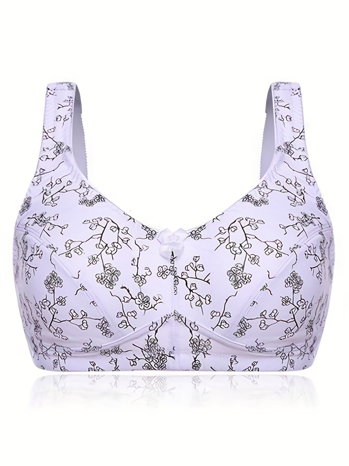Floral Print Plus Size Wireless Comfort Bra