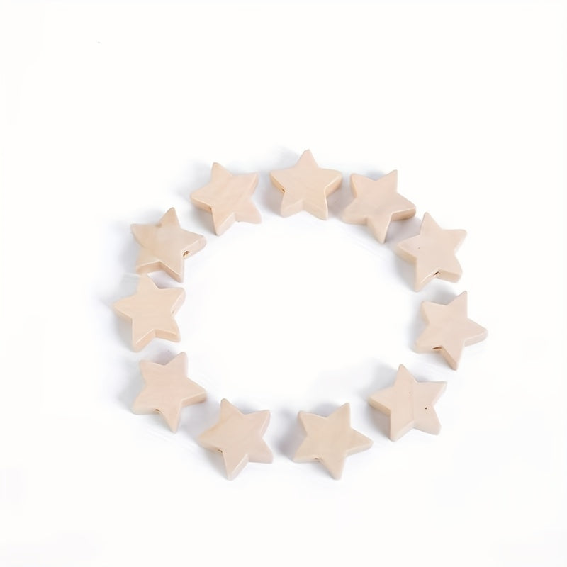 10PCS 19MM Pentagram Wooden Beads DIY Beading Material Children Ornaments