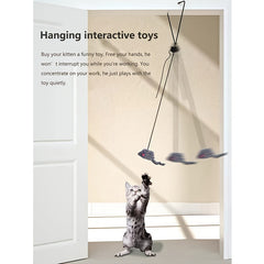 Interactive Door Hanging Cat Toy with Mouse Teaser