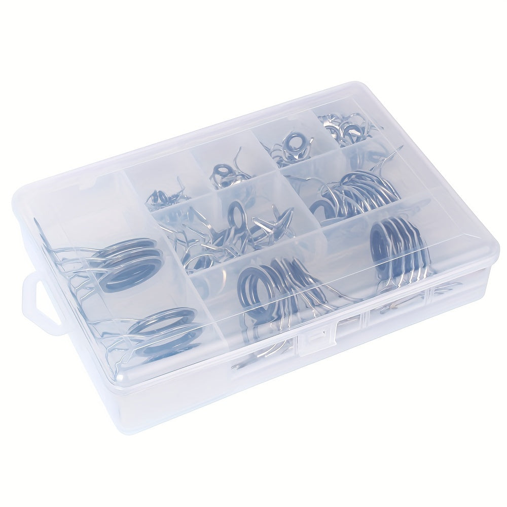 75pcs Stainless Steel Frame Ceramic Ring Fishing Rod Tip Repair Kit