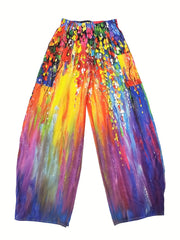 Butterfly Print Wide Leg Pants Casual Loose Pants For Spring & Summer