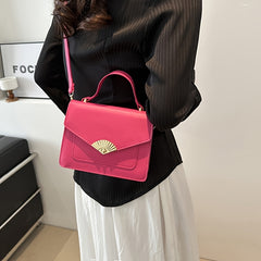 Stylish Mommy Bag Faux Leather Handbag Crossbody Satchel in Rose Red