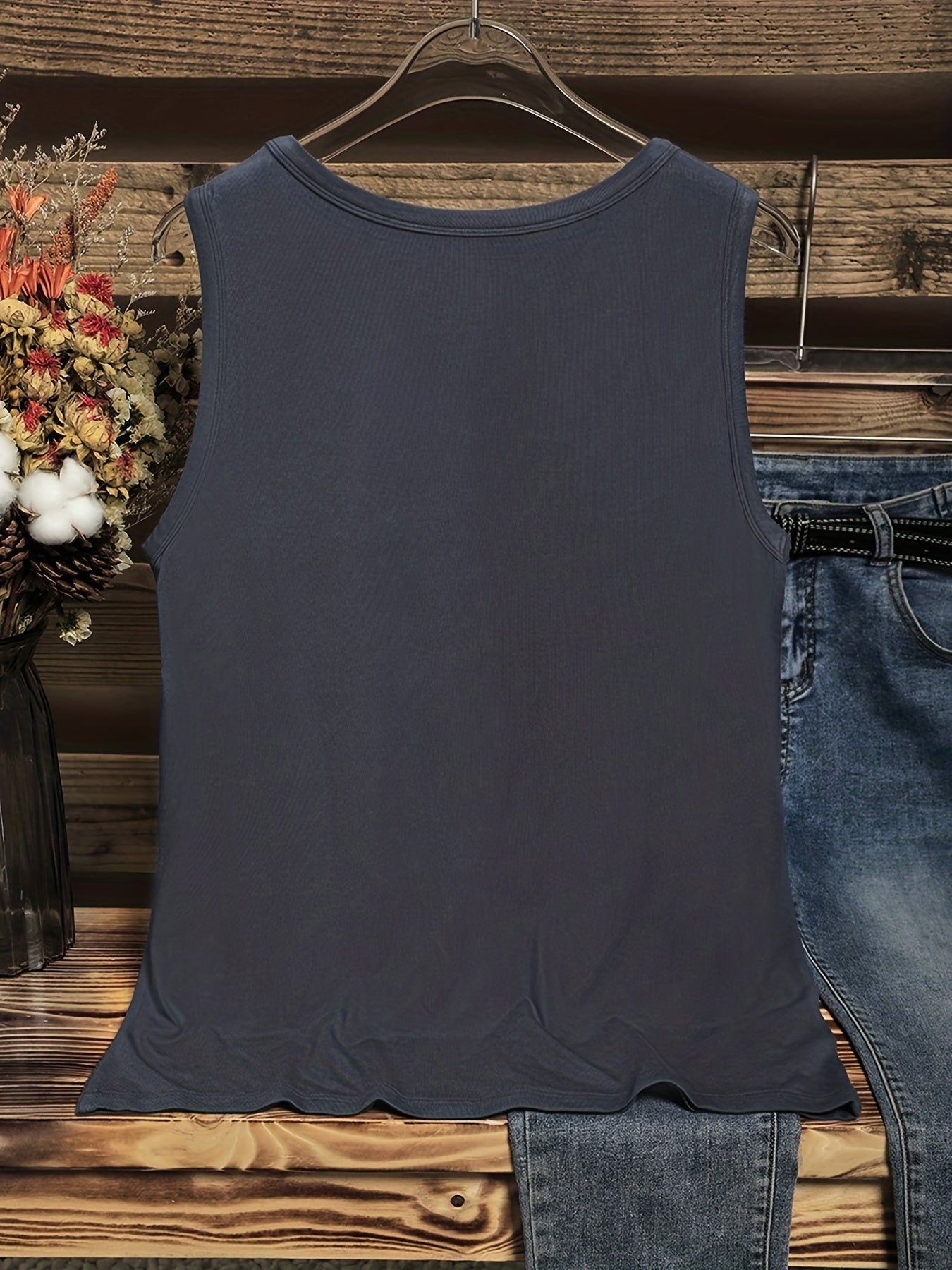  Casual Tank Top Women's Solid V Neck Loose Tank Top