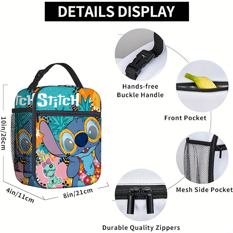 Stitch Insulated Lunch Bag - Portable Lunch Box for School Work Picnics Travel