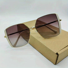 Metal Oversized Square Frame Sunglasses Classic Sunshade Eyewear