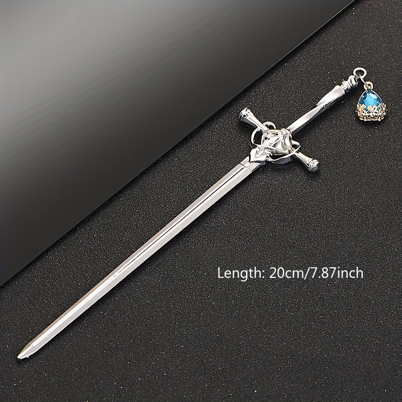 Rhinestone Sword Hair Pin Vintage Bun Holder Alloy Accessory
