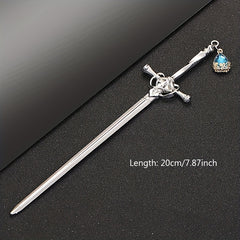 Rhinestone Sword Hair Pin Vintage Bun Holder Alloy Accessory