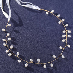 Boho Pearl Hair Vine Headpiece for Brides