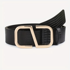 Geometric S Buckle Belt Solid PU Leather Waist Belt Jeans Pants Belt