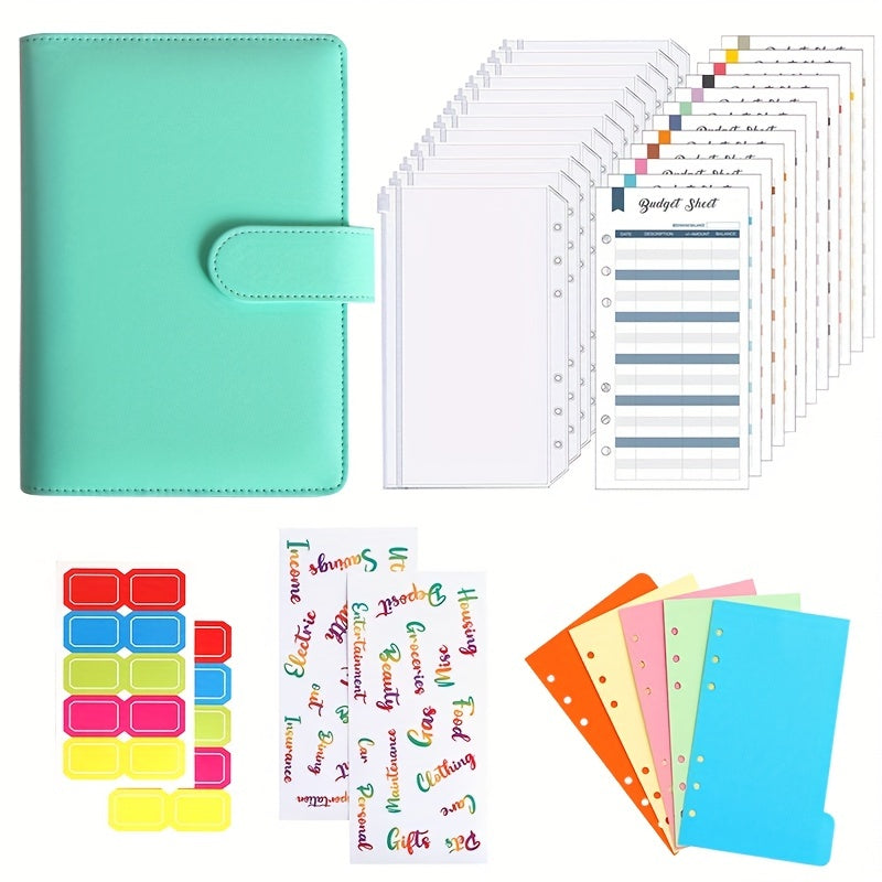 A6 Leather Budget Binder Money Organizer with Zipper Envelopes