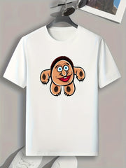 Funny Cartoon Pattern Print Men's Comfy Sports T-shirt