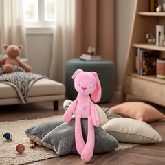 Long Legged Rabbit Plush Toy Standing Pose Bunny Pink