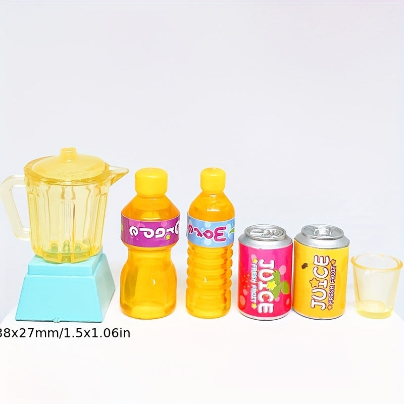 6pcs Dollhouse Juicer & Juice Cup Set- Realistic Accessories Blender Measuring
