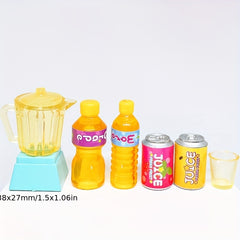 6pcs Dollhouse Juicer & Juice Cup Set- Realistic Accessories Blender Measuring