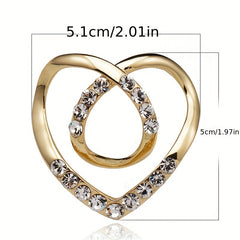 2pcs Heart Shape Scarf Buckle Rhinestone Clothing Ring