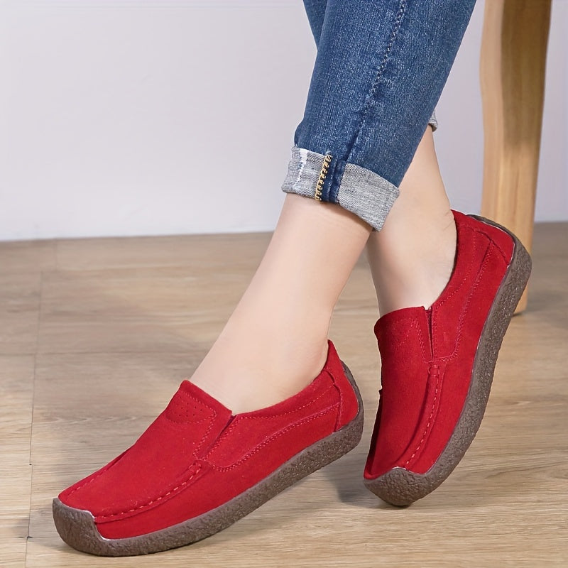 Women's Slip-On Boat Shoes Soft PU Leather Comfortable Walking Flats
