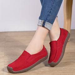 Women's Slip-On Boat Shoes Soft PU Leather Comfortable Walking Flats