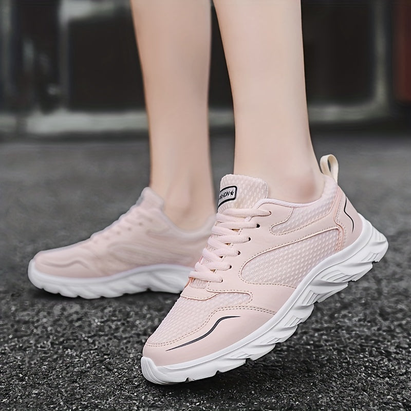 Women's Lightweight Lace-Up Outdoor Running Shoes Soft Sole Mesh Sneakers