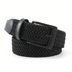Braided Leather Belt Elastic Alloy Pin Buckle Belt