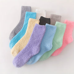 5 Pairs Fuzzy Socks Comfy & Warm Women's Mid Tube Stockings