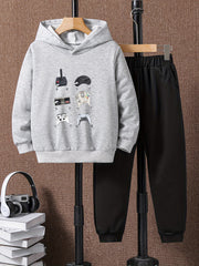 Game Controller Print 2pcs Boys Kids Hoodie & Sweatpants Set