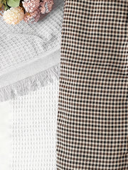 Girls' Casual Plaid Print Leather Decor Straight Leg Pants