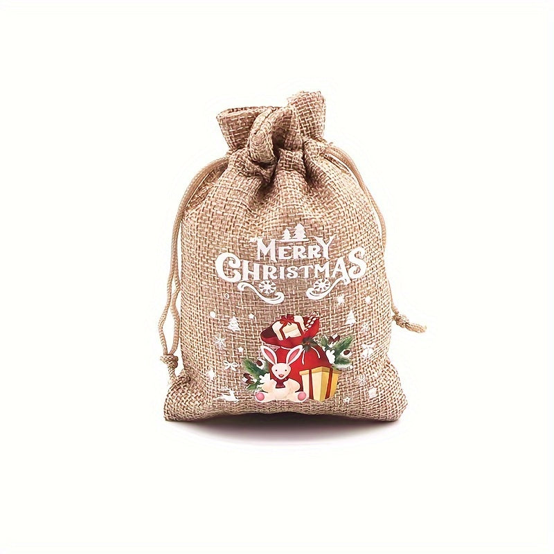 Christmas Burlap Bag Candy Snack Storage Packaging Gift Bag