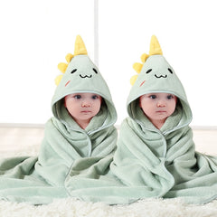 2 Pack Cartoon Animal Poncho Bathrobe Hooded Towel Wrap Absorbent Microfiber