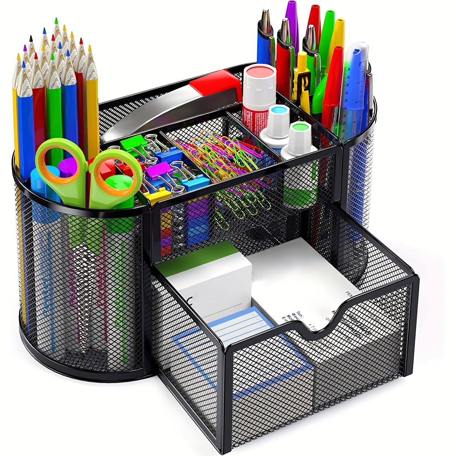 Mesh Desk Pen Organizer Multifunctional Office Supplies Storage Box